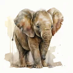 Wall murals Baby elephant. generative ai. Aquarelle illustration. Watercolor painting of a cute baby elephant