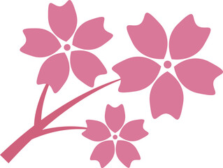 Fototapeta na wymiar Pink Japanese cherry blossoms vector icon.