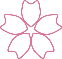 Pink Japanese cherry blossoms vector icon.