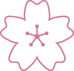 Pink Japanese cherry blossoms vector icon.
