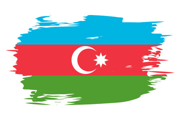 Flag of Azerbaijan painted with a brush stroke. Abstract concept. Azerbaijani national flag in grunge style. Vector illustration