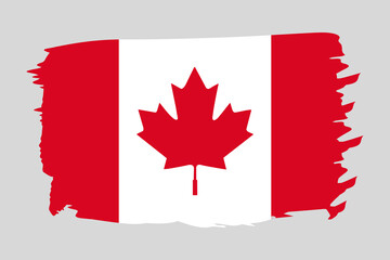 Flag of Canada painted with a brush stroke. Abstract concept. Canadian national flag in grunge style. Vector illustration