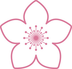 Pink Japanese cherry blossoms vector icon.