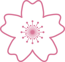 Pink Japanese cherry blossoms vector icon.