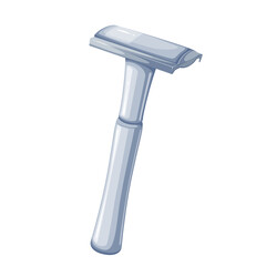 Stainless steel razor vector illustration. Cartoon isolated metal shaver with sharp blade to shave and care male and female skin in bathroom, grooming tool for beard, zero waste reusable razor