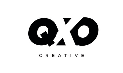 QXO letters negative space logo design. creative typography monogram vector	