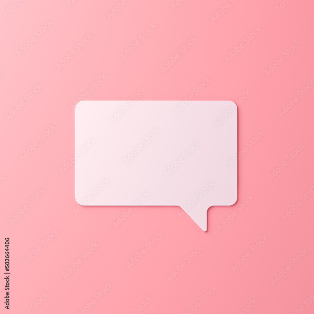 Aufkleber blank white flat speech bubble social media notification isolated on light pink orange pastel color 