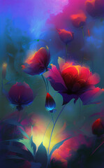 Beautiful abstract exotic flowers.