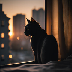 cat at sunset