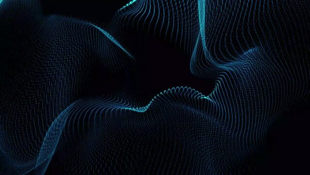 Abstract Trapcode Form digital particle wave and soft fractal motion background. Animation cyber or technology background. Abstract technology wave.