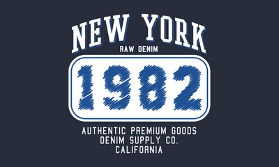 1982New York Zigzag font stitched with thread, embroidery font alphabet letters and numbers for apparel, print artwork
