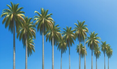 Fototapeta na wymiar a row of palm trees with a blue sky in the background. generative ai