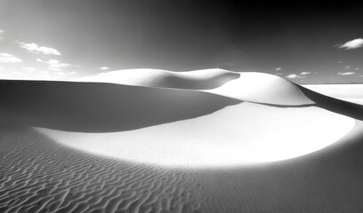  a black and white photo of a flag in the desert.  generative ai