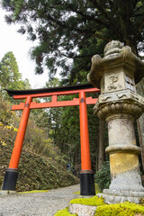 Fototapeta na wymiar 日本　京都府京都市の二ノ瀬にある白龍園にある神社の鳥居