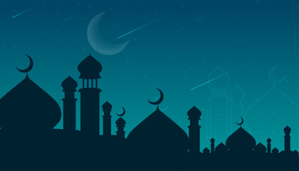 Silhouete Mosque Islamic Poster Design Background