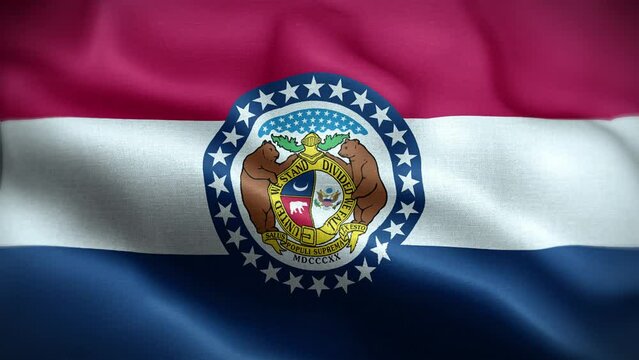 4K Textured Flag of Missouri Animation Stock Video - Highly Detailed Fabric Flag Waving in Loop