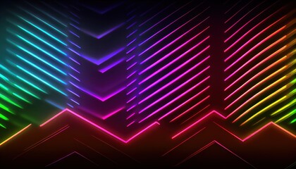 Abstract futuristic neon background. Linear lines of light.Neon Sci Fi Futuristic Modern Vibrant Purple Blue pink colors. Abstract neon lights into digital technology. generative ai