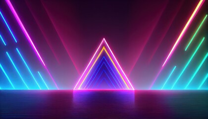 Abstract futuristic neon background. Linear lines of light.Neon Sci Fi Futuristic Modern Vibrant Purple Blue pink colors. Abstract neon lights into digital technology. generative ai