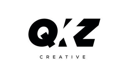 QKZ letters negative space logo design. creative typography monogram vector	