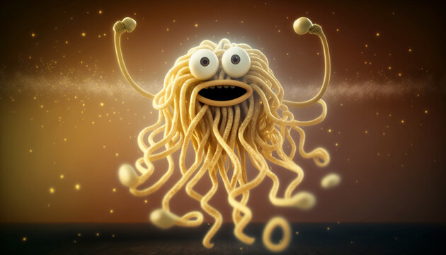 Flying spaghetti monste Funny pasta Ai, generative