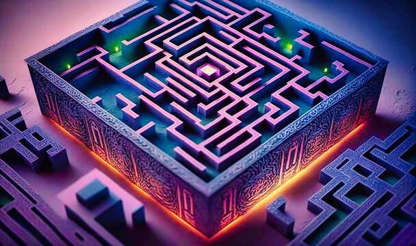 A maze made of shifting holographic walls and floors that change with every step