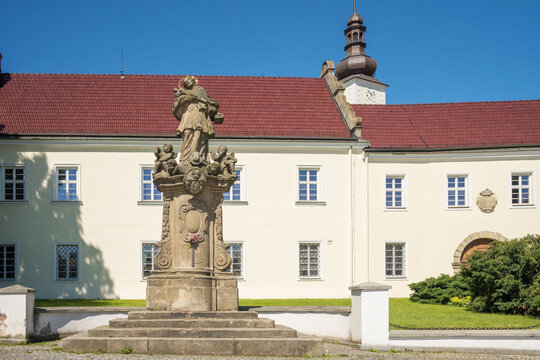 Sculpture in front of the Frydecki Castle in Frydek Mistek, Czech Republic