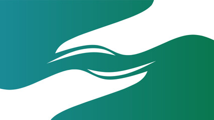 simple abstract background of gradients of blue and green, with white wave and lines, for presentation template, business object, banner, or content (flat design)