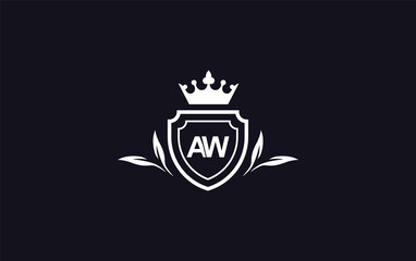 Shield with crown icon and Royal luxury crown monogram symbol. King with laurel wreath queen and crown logo design symbol