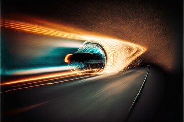 Obraz na płótnie Canvas abstract long exposure dynamic speed light trails in urban. Generative ai
