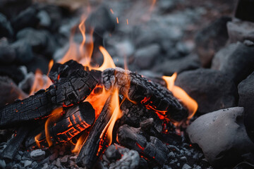 Burning coals from a fire. generative ai