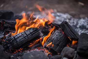 Burning coals from a fire. generative ai