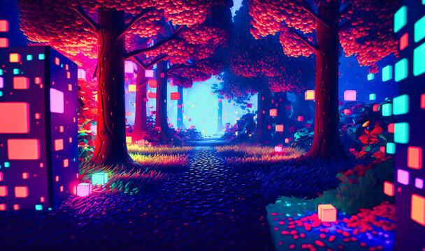 A vibrant and colorful playground of pixels, inviting exploration and playfulness
