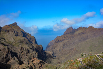 Mountains and switchbacks at Masca, in Tenerife in Spain