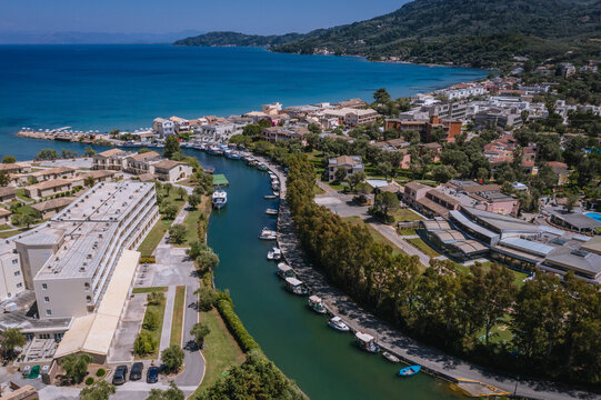 Canal separating Moraitika and Messonghi villages on a Corfu Island, Greece