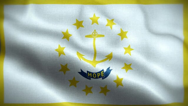 4K Textured Flag of Rhode Island Animation Stock Video - Highly Detailed Fabric Flag Waving in Loop