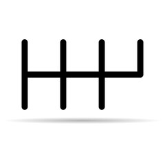 Handle car manual shift lever icon with shadow, vehicle gear technology vector illustration equipment