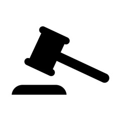 Judge hammer icon, law auction symbol, gavel justice sign vector illustration button