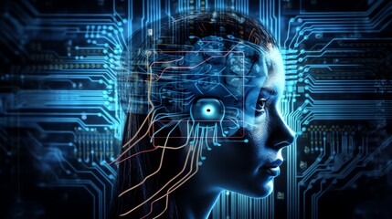 Illustrations of neuralink, neural network, machine learning by generative AI.