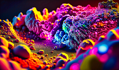 A colorful and vibrant terrain of technology, full of life and diversity