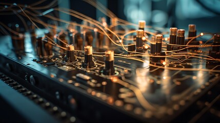 Illustrations of neuralink, neural network, machine learning by generative AI.