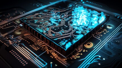 Illustrations of neuralink, neural network, machine learning by generative AI.