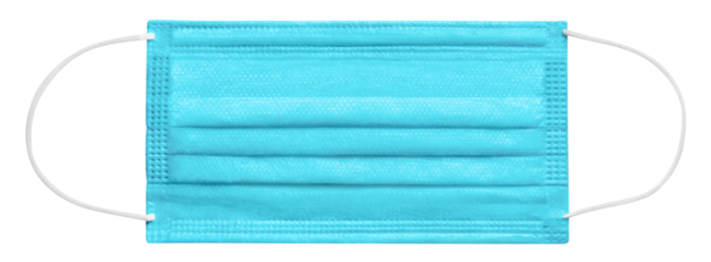 Cyan blue protective medical mask, cut out