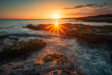 sunset over the sea. generative ai