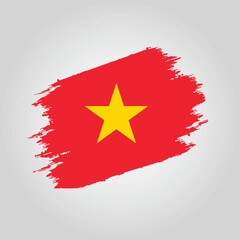 Vector Vietnam flag Brush stroke with grunge background template
