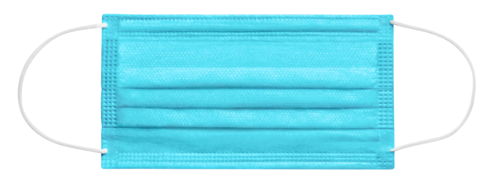 Cyan blue protective medical mask, cut out