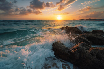 Obraz premium sunset over the sea. generative ai
