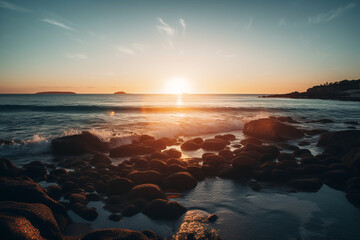 Fototapeta na wymiar sunset over the sea. generative ai
