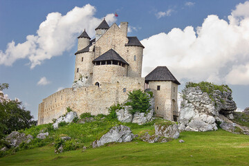 Fototapeta na wymiar Bobolice medieval castle from the 14th century. Eagle's Nest Trail in Bobolice, Poland