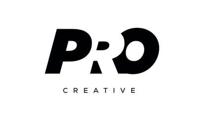 PRO letters negative space logo design. creative typography monogram vector	