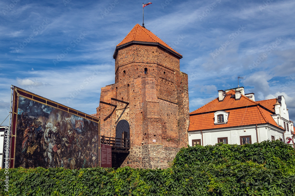 Poster Remains of castle in Liw, small village in Wegro County, Masovia region of Poland